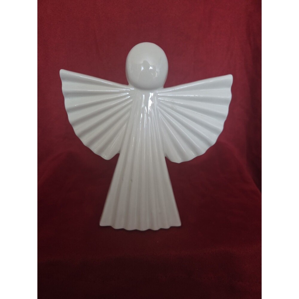 Sandra Rich White Ceramic Angel Figurine Timeless Minimalist Christmas Decor